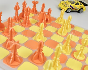 Pastel Orange/Yellow Acrylic Chess Set - Handmade Games - Father’s Day Gift - Modern Chess - Family Games - Acrylic Boardgames