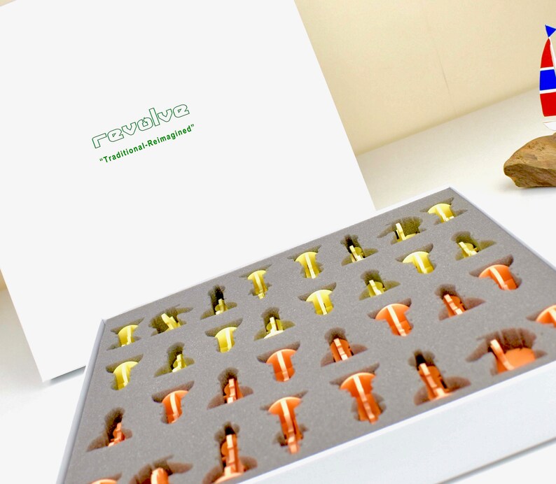 Pastel Orange/yellow Acrylic Chess Set Handmade Games Fathers Day Gift