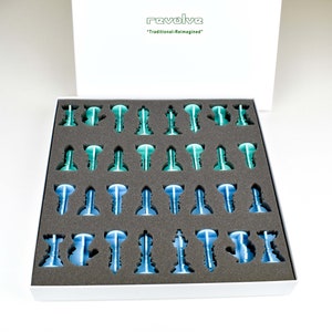 Blue/Green Acrylic Chess Set Unique Chess Handmade Board Games Interior Designer Modern Chess Teenager Chess image 6