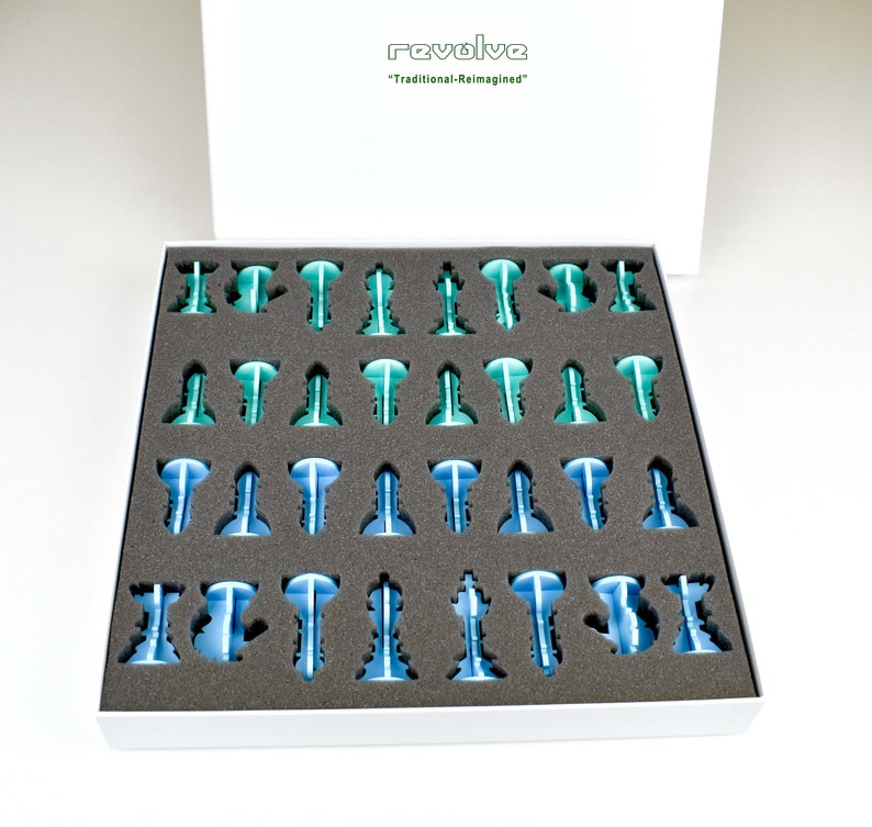 Blue/Green Acrylic Chess Set Unique Chess Handmade Board Games Interior Designer Modern Chess Teenager Chess image 6