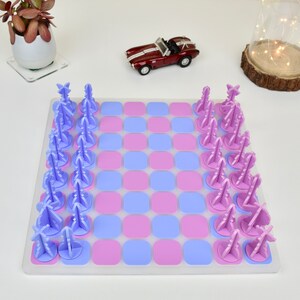 Pastel Pink/Blue Acrylic Chess Set Unique Home Decor Family Boardgames Designer Board Games Luxury Chess Set Premium Modern Chess image 2