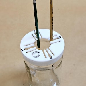 New and Improved Brush holder paint brush saver, hand made brush holder, mason jar brush holder artists tools optional 9oz glass