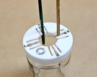 New and Improved Brush holder paint brush saver, hand made brush holder, mason jar optional 9oz glass, now with choice of colors
