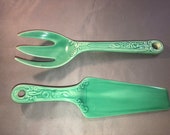Fiestaware Kitchen Kraft Cake server and Salad Fork in Original Green