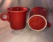 Set of 2 Fiestaware Scarlet Tom Jerry coffee mugs with the ring handle. Mint Condition