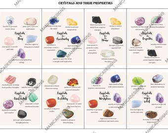 Crystal Meaning Cards Gemstone Description Cards CREATE YOUR OWN Crystal Card Set Printable Set of 10 Crystal Properties Cards