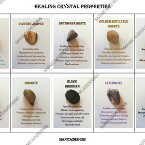 Set 3, Printable Healing Stone Information Cards, Crystal Meaning Cards, Instant Download, Metaphysical Cards, Resources for Crystal Sellers