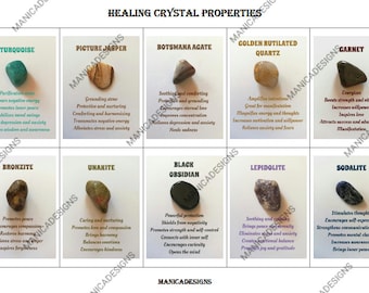 Crystal Meaning Cards, Printable Healing Stone Guide, Set 3 (Digital Download)