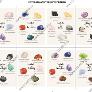 Set 2 Printable Crystal Cards, Instant Download Crystal Meaning Cards, Gemstone Meaning Card Set, Gemstone Properties, Healing Crystals