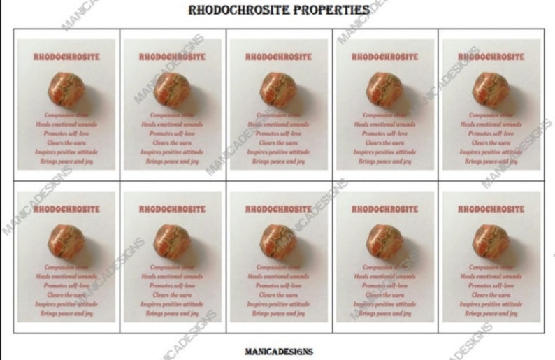 Crystal Meaning Cards Gemstone Description Cards CREATE YOUR OWN Crystal Card Set Printable Set of 10 Crystal Properties Cards