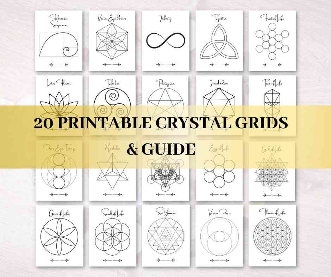 20 Printable Crystal Grids, Sacred Geometry, Crystal Grid Template ...