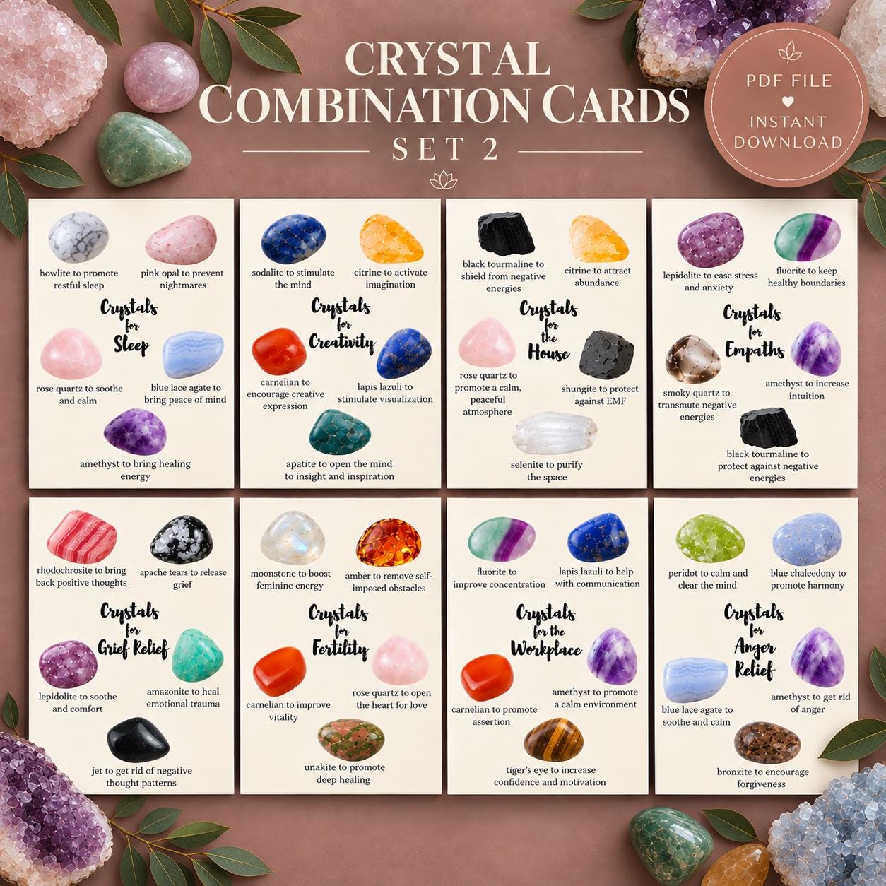 Crystal Combination Cards Set 2, PDF, Instant Download - Etsy