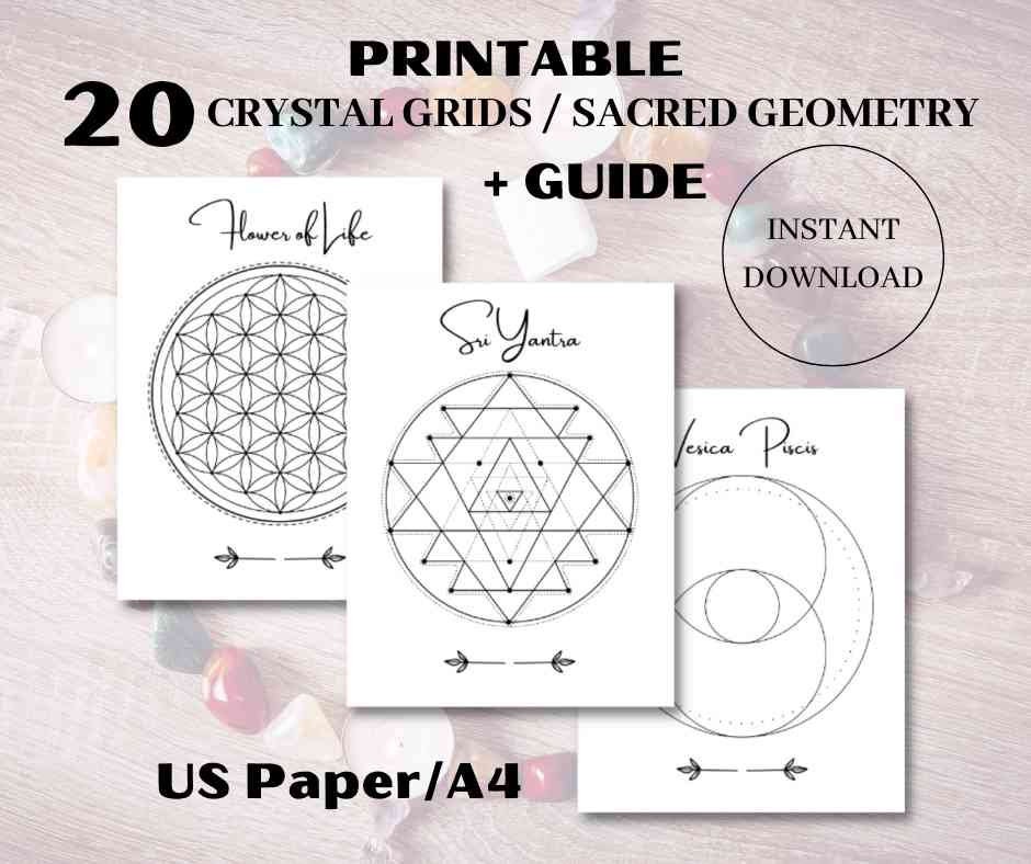 20 Printable Crystal Grids, Sacred Geometry, Crystal Grid Template ...