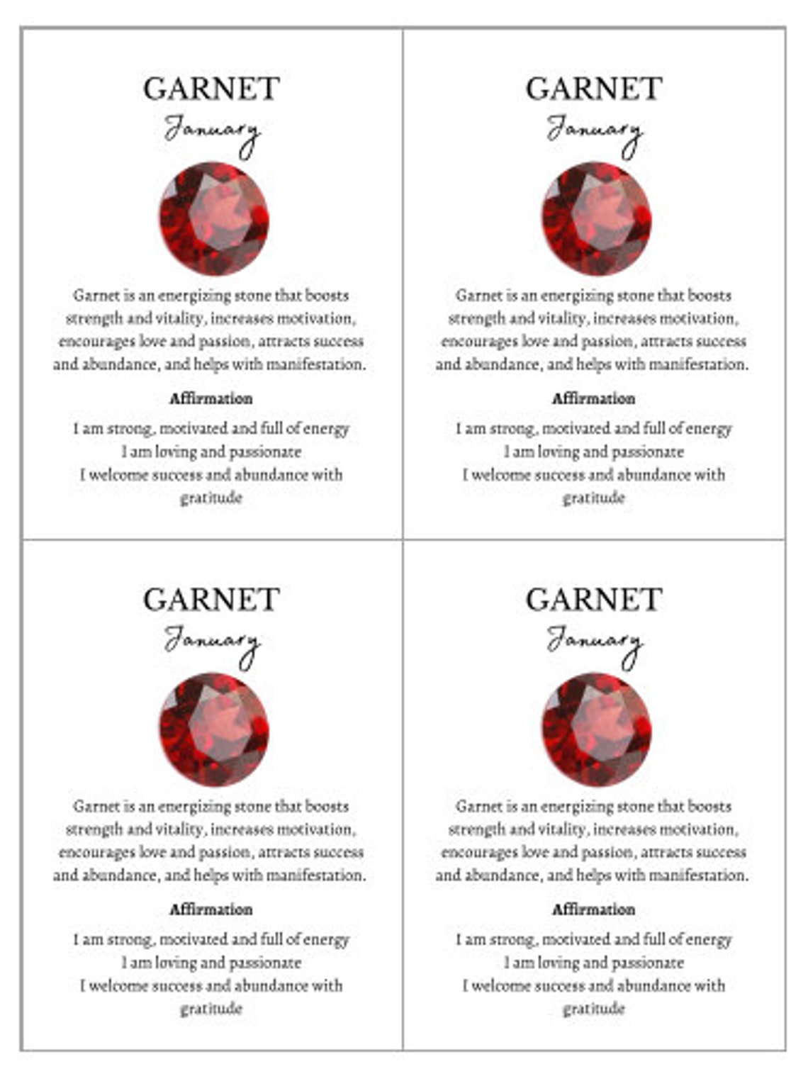 Printable Birthstone Cards Set of 20 Crystal Information - Etsy Canada