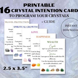 Cartes d'intention de cristal imprimables, Cartes de recharge de cristal, Affirmations de cristal de guérison, Programmation de cristal, Cartes de cristal à téléchargement immédiat