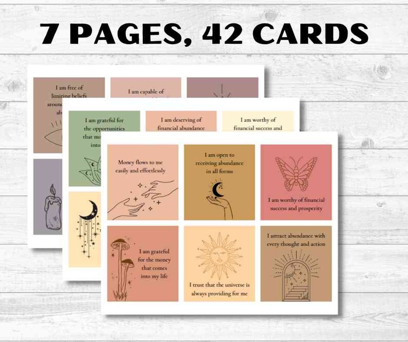 Printable Money Affirmation Cards, Wealth and Prosperity Cards