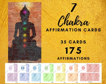 Tarjetas de afirmación de chakra imprimibles, afirmaciones positivas, curación de chakras, descarga digital