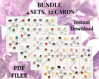 Pacchetto proprietà cristallo, Carte beneficio cristallo, Pacchetto carte cristallo curativo, Carte significato pietra stampabili, Carte download istantaneo