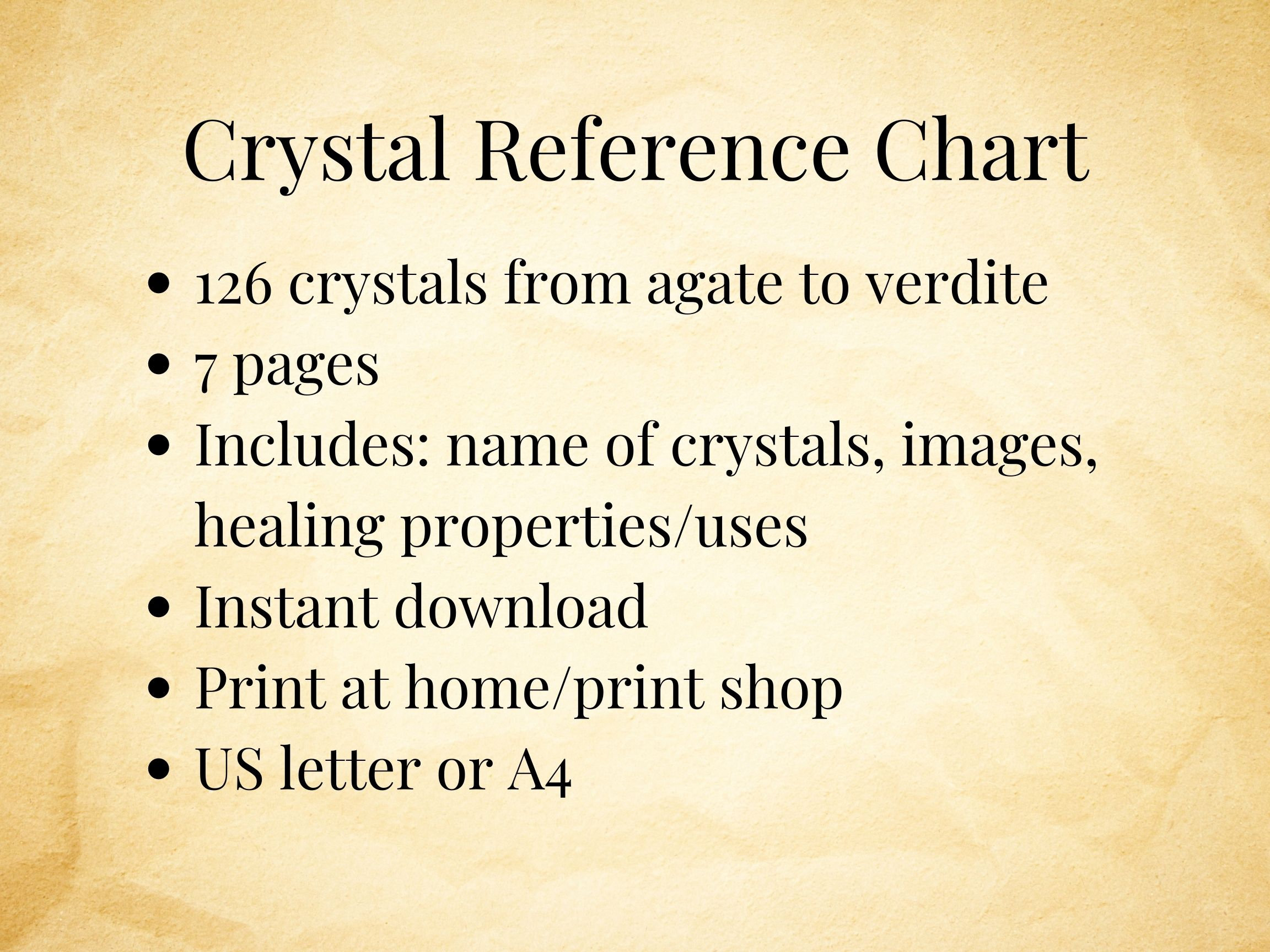 126 Printable Crystal Reference Chart, Healing Crystal Guide, Crystal