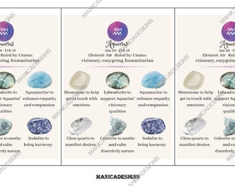 Aquarius Crystal Cards, Aquarius Meaning Cards, Astrology Cards