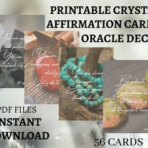 Carte di affermazione del cristallo stampabili, Carte di consapevolezza, Affermazioni positive, Carte di affermazione per gli amanti dei cristalli, Carte per la cura di sé