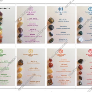 Tarjetas de cristal de chakra, información de piedra de chakra, cristales curativos para chakra, curación de chakra, imprimible, descarga instantánea