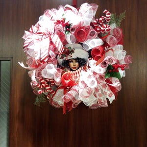 Peppermint Princess, Winter Queen, Snow Queen, Black Girl Wreath