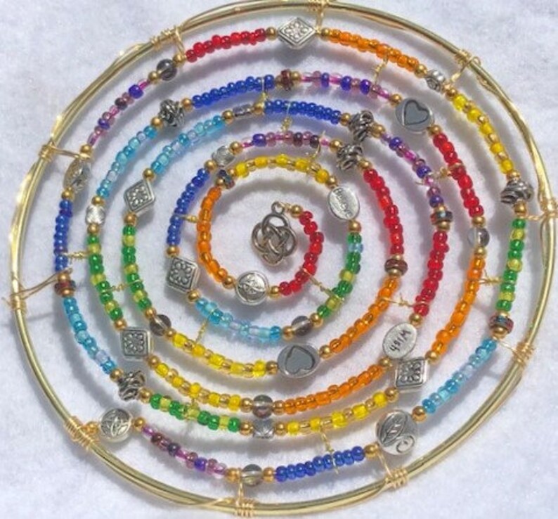 6 Beaded Rainbow Spiral Suncatcher Lrg Pattern Etsy