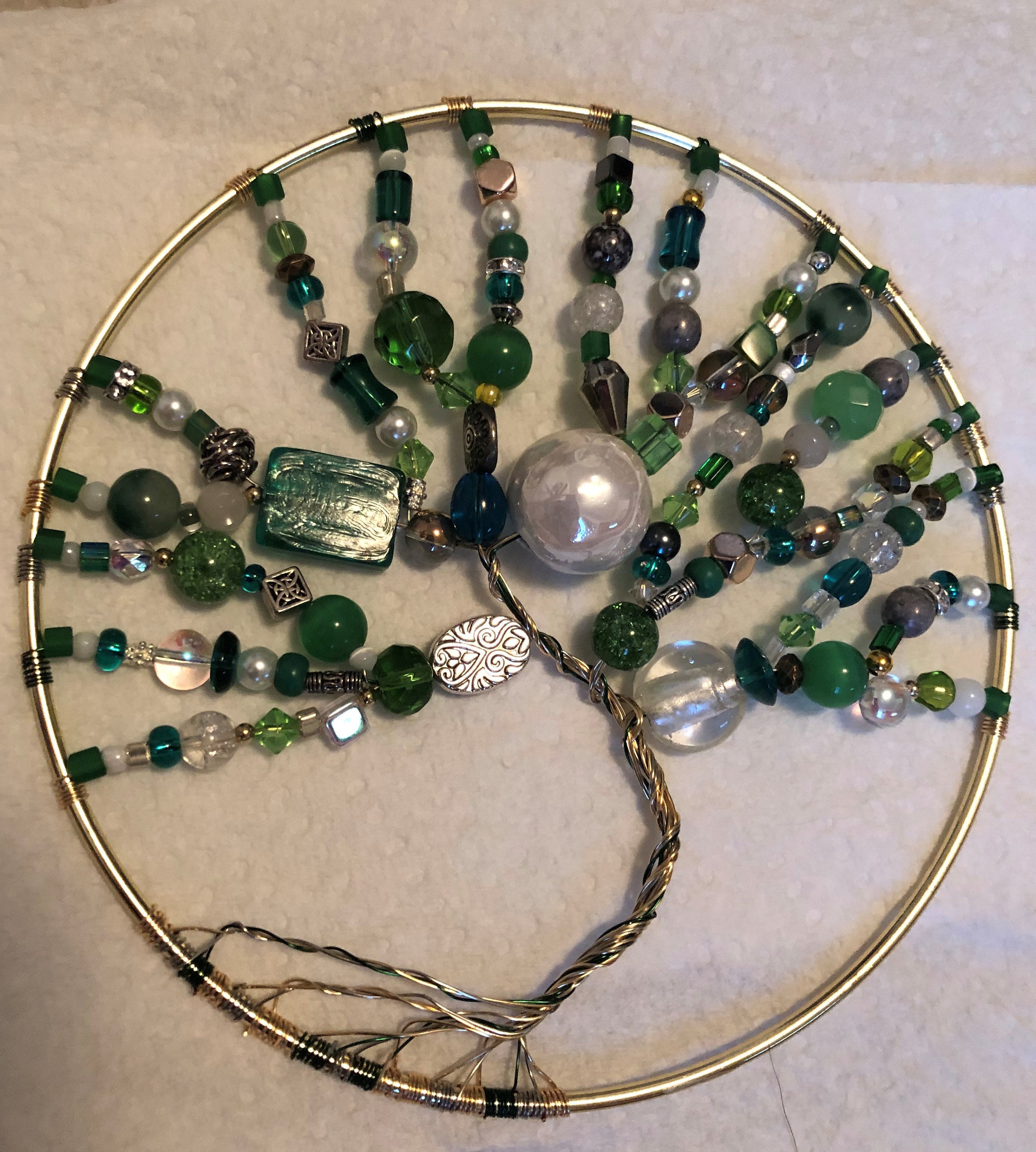6 Beaded Green Tree of Life Suncatcher/ Ornament Etsy