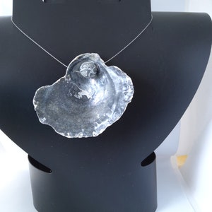 shell necklace, shell pendant, handmade necklace, gray necklace, natural necklace, necklace can be worn in 2 ways, recycled