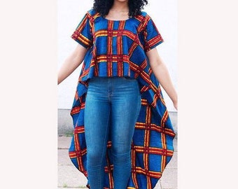 African blouse, Summer top, African clothing, African blouses for women, African hi lo top, African clothing for women, African blouse