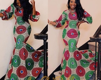 African dress / Ankara dress / African clothing / African vdress / African wedding dress / African mermaid dress / Ankara maxi dress