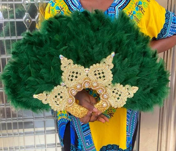 African Bridal Fan Clutch feather fan