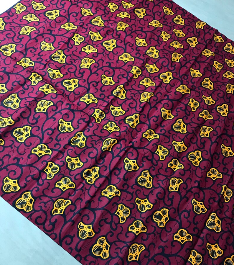 Red and Yellow African fabric African fabric by the yard | Etsy