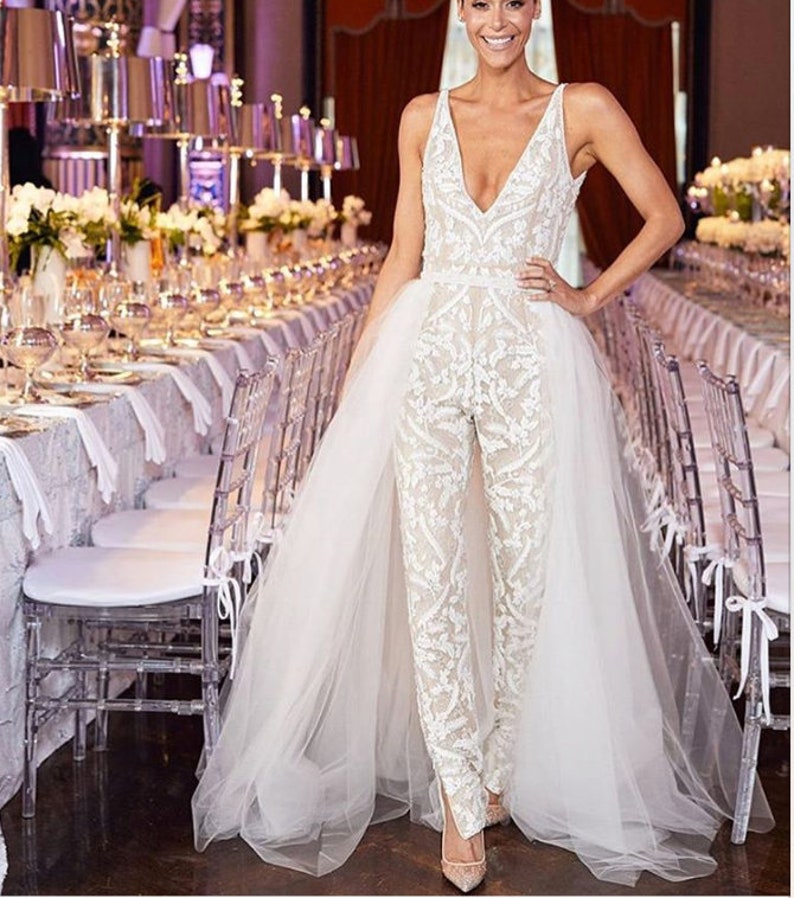 Women wedding cape jumpsuit wedding jumpsuit with