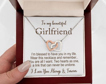 Collana a forma di cuore con messaggio personalizzato, regalo personalizzato per fidanzata, confezione regalo di gioielli per compleanno e anniversario