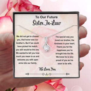 Future Sister-in-law Gift, Personalized Message Card and Necklace, Bonus Sister Gift, Sister of The Groom, Jewelry Gift, Sister In Law Gift