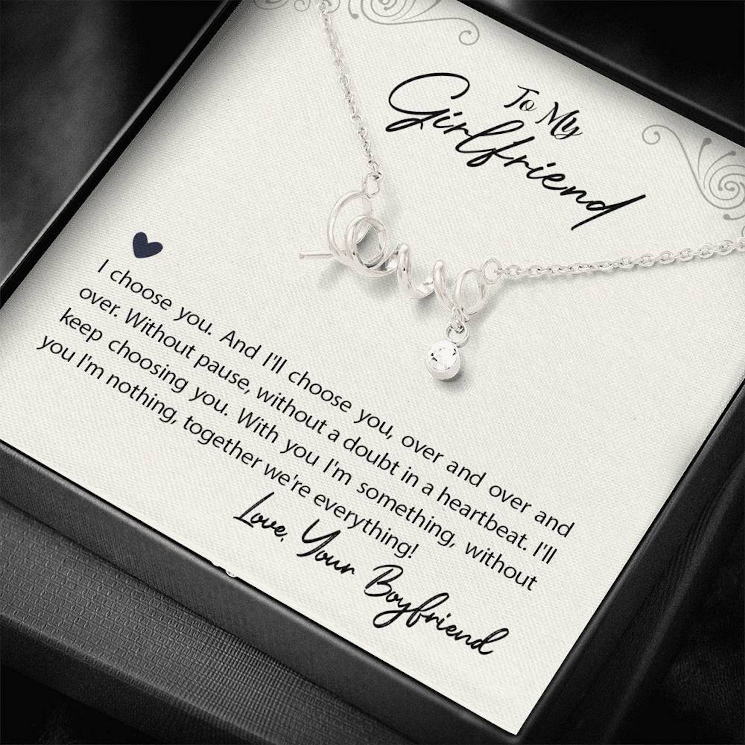 To My Girlfriend Necklace With Message Card Silver/Gold I Etsy