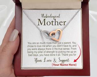 Unbiological Mom Gift Heart Necklace Personalized Message Card For Bonus Mom Stepmom Meaningful Present Mothers Day Gifts
