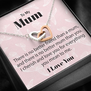 Regalo personalizado para mamá, collar para mamá, tarjeta con mensaje personalizado, corazones entrelazados, regalo de cumpleaños, regalo único para el Día de la Madre, regalo sentimental