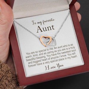 Personalisierte Tante Geschenk, Herz Halskette mit Nachrichtenkarte in einer Geschenkbox, ich liebe dich Tante, Schmuck Geschenk für Tante, sinnvolles Geschenk zum Geburtstag