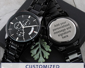 Custom Engraved Watch Gift For Him Personalized Message Gifts For Men Who Have Everything Birthday Anniversary Father’s Day Keepsake