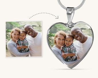 Custom Photo Heart Necklace Personalized Engraved Pendant Customized Jewelry Birthday Gift For Her Anniversary