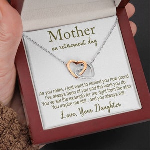 Pensioencadeau voor moeder, pensioenkaarten voor moeder, cadeau voor met pensioen gaande moeder, hartketting, moedercadeaus, geschenkdoos sieraden, mama ketting