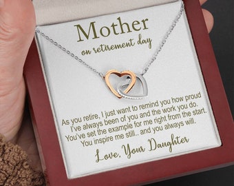 Retirement Gift For Mom, Retirement Cards For Mother, Gift For Retiring Mother, Heart Necklace, Mom Gifts, Gift Box Jewelry, Mama Necklace