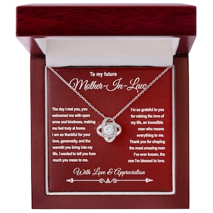 Gepersonaliseerd cadeau voor toekomstige schoonmoeder, knoopketting, aangepaste berichtenkaart sieraden, verjaardagscadeau, attente Moederdagcadeaus