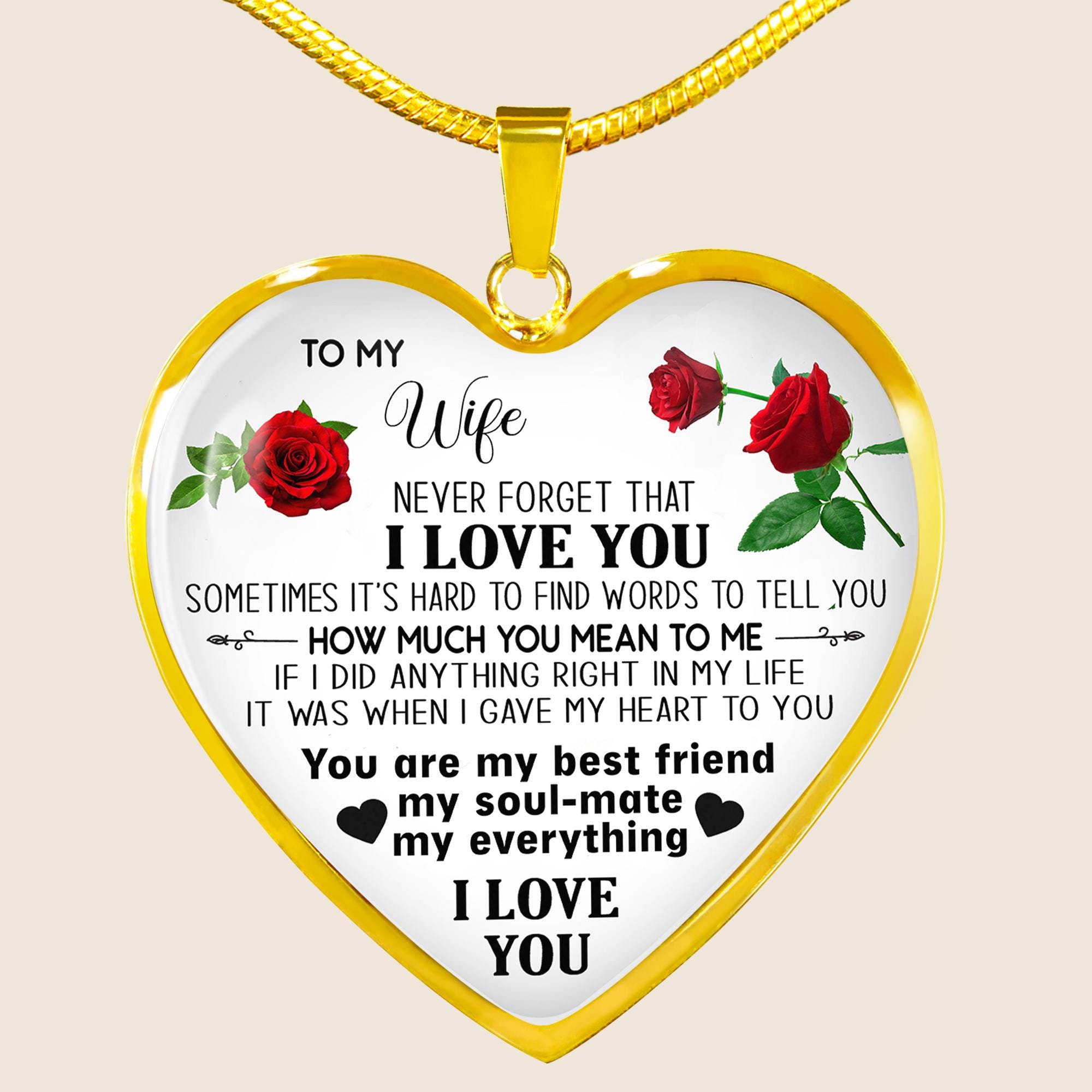 Collana con cuore inciso per moglie, messaggio personalizzato, regalo sentimentale per compleanno del marito, ricordo di anniversario - Italia