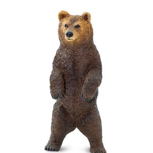 GRIZZLY BEAR Standing Figurine Figures Large Miniature Figurines Plastic Animal Figure For Crafts Realistic Safari LTD Diorama Cake Topper image 1