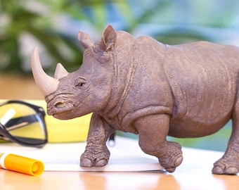 WHITE RHINO XL Figurine Figures 12" Long Large Miniature Figurines Plastic Animal Cake Topper Realistic Safari Ltd Diorama Crafts Rhinoceros