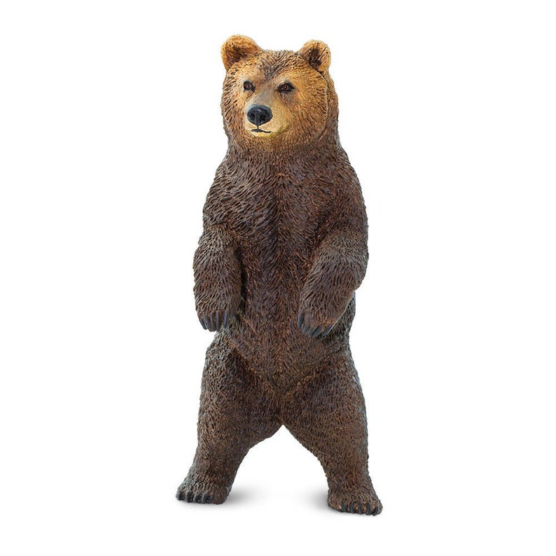 GRIZZLY BEAR Standing Figurine Figures Large Miniature Figurines Plastic Animal Figure For Crafts Realistic Safari LTD Diorama Cake Topper image 1